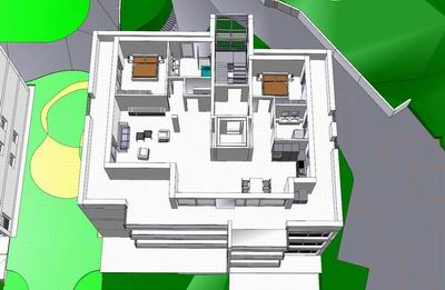 Ansicht Penthaus Haus 63 und 65 mit Möblierung